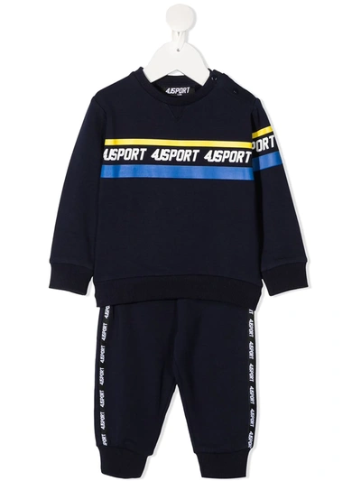Cesare Paciotti 4us Babies' Logo Print Tracksuit Set In 蓝色