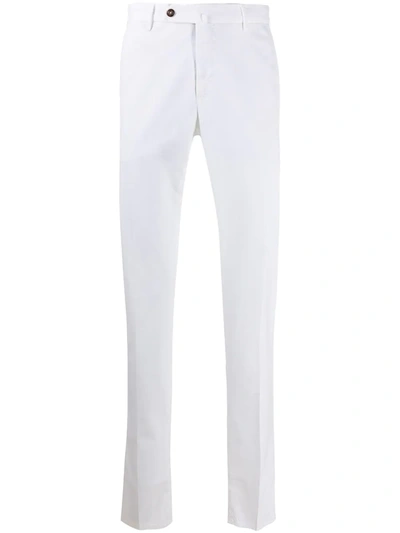 Pt01 Slim Fit White Cotton Trousers