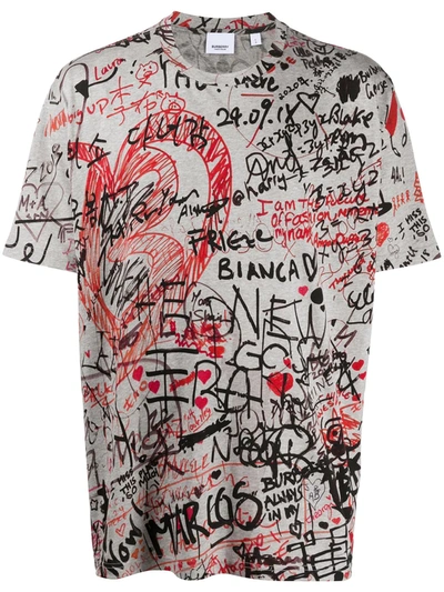 Burberry Graffiti-print T-shirt In Grey