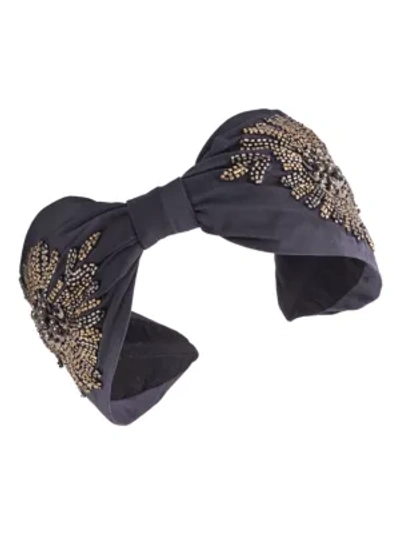 Namjosh Sequin-embellished Knotted Headband In Navy