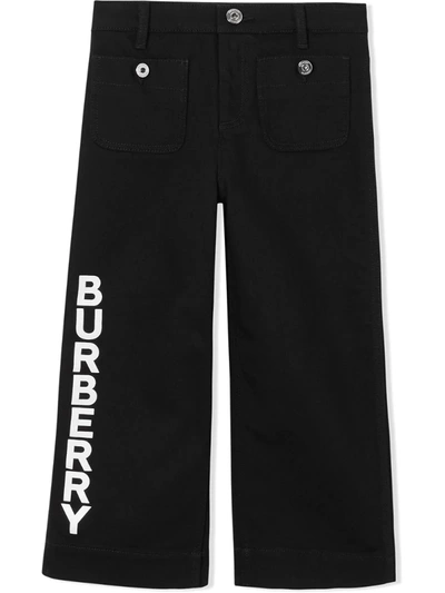 Burberry Kids' Logo Print Cotton Denim Jeans In Black