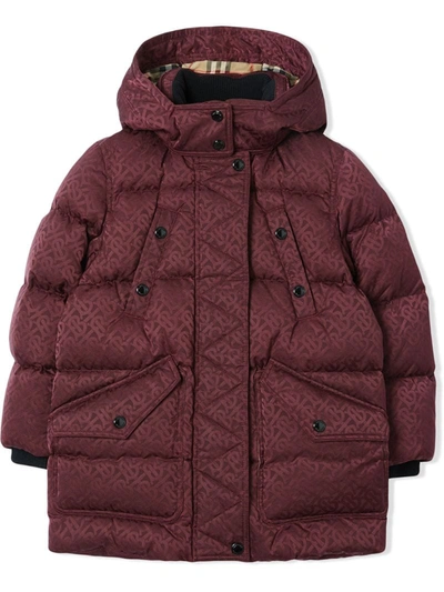 Burberry Padded Hooded Jacket In Red