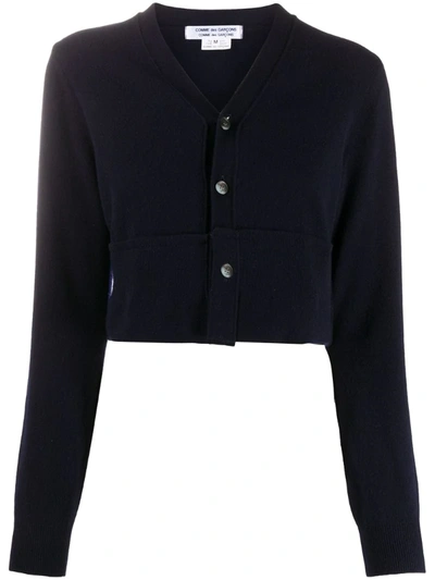 Comme Des Garçons Comme Des Garçons Cropped Knit Cardigan In Blue