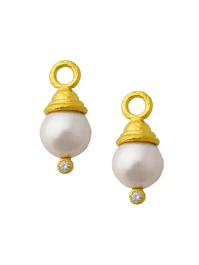 Elizabeth Locke Women's 19k Yellow Gold, 10-11mm Pearl & Diamond Drop Small Earring Charms