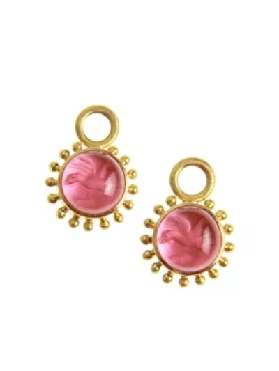 Elizabeth Locke Women's Venetian Glass Intaglio Pink 'cabochon Tiny Griffin' Earring Pendants In Gold