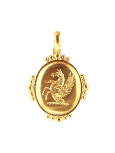 Elizabeth Locke Rampant Pegasus 19k Yellow Gold Pendant