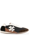 Tory Burch Logo-patch Soft Low-top Trainers In Black,brown,white