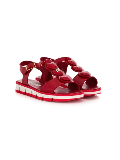 Dolce & Gabbana Kids' Heart Sandals In Red