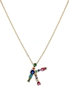 Panacea Multicolor Crystal Initial Pendant Necklace In Multi