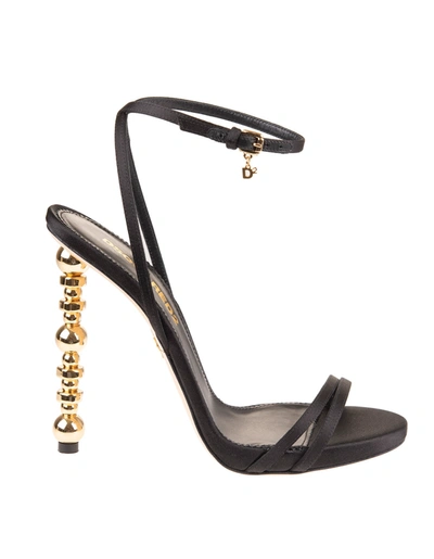 Dsquared2 Black Sandl With Golden Feng Heel In Nero/oro