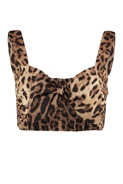 Dolce & Gabbana Bustier Top Leopard Motif Sweetheart Neckline In Multi