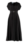 PRADA GATHERED FLARED CREPE DRESS,11537743