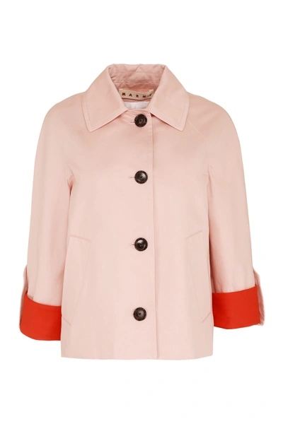 Marni Contrast-cuff Cotton-blend Jacket In Pink