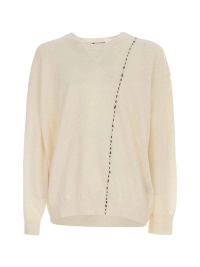 Ann Demeulemeester Merino Wool Jumper Crew Neck In Neutrals