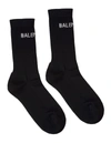 BALENCIAGA BLACK MAN SOCKS WITH WHITE LOGO,11537386