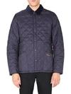 Barbour Heritage Liddesdale Blue Jacket With Classic Corduroy Collar And Logo Lettering On The Front In Tech In Blue
