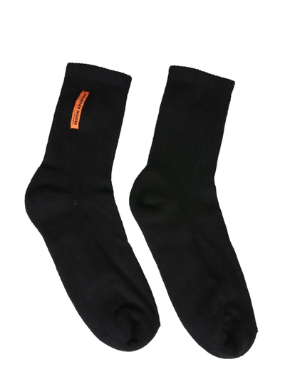 Heron Preston Logo Patch Ribbed Socks In Black