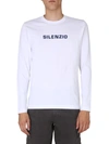 Aspesi Long Sleeve Logo T-shirt In Bianco