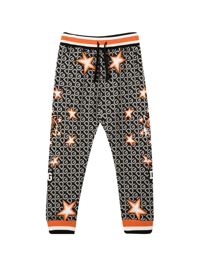 Dolce & Gabbana Grey Trousers With Tiger And Star Print  Kids In Unica