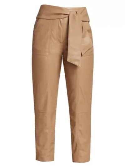 Jonathan Simkhai Tessa Vegan Leather Tie Pants In Camel