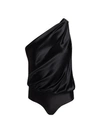 Cami Nyc Darby One-shoulder Silk Bodysuit In Black
