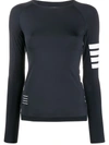 Thom Browne Black Flyweight Compression Tech 4-bar Long Sleeve T-shirt In Blue