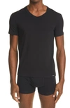 Tom Ford Black Basic Crewneck T-shirt With Tonal Stitching In Cotton Blend Man In Black