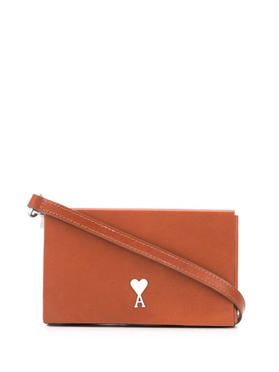 Ami Alexandre Mattiussi Small Leather Box Bag In Brown