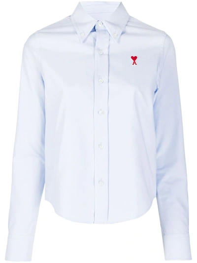 Ami Alexandre Mattiussi Button-down Shirt Ami De Coeur Patch In Blue