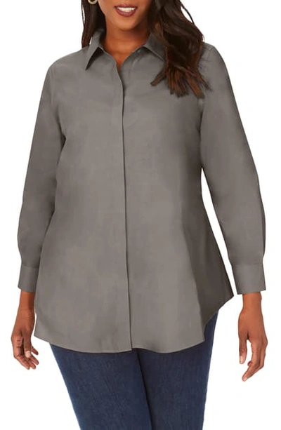 Foxcroft Cici Tunic Blouse In Charcoal
