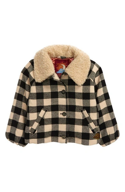 Scotch R'belle Kids' Check Faux Shearling Trim Jacket In N Check