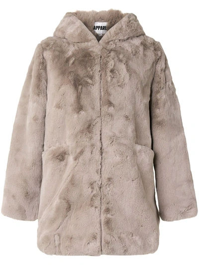 Apparis Maria Faux-fur Hooded Coat In Grau