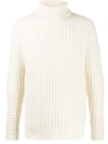 Roberto Collina Waffle-knit Roll-neck Jumper In Neutrals