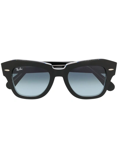 Ray Ban State Street Rectangle Frame Sunglasses In Black