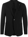 Tagliatore Black Jacket With Classic Revers And Logo Pin In Kashmir Man In Black