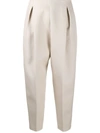AGNONA PLEAT-FRONT HIGH-RISE CROPPED TROUSERS