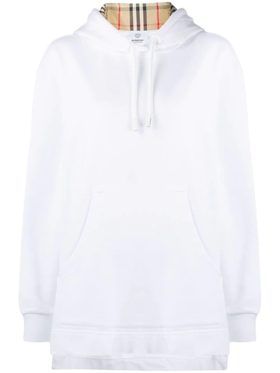 Burberry Asymmetric Hem Loose-fit Hoodie In White