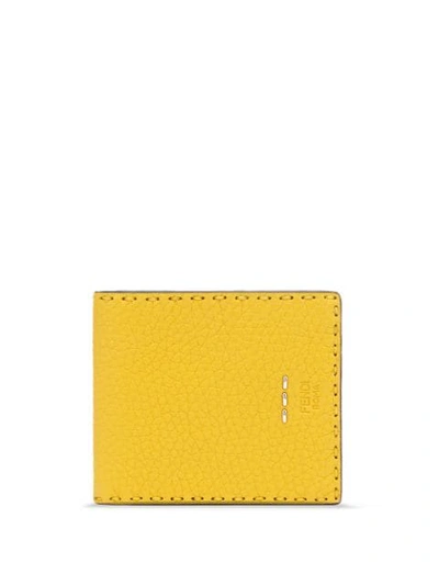 Fendi Stitch-detail Billfold Colour Block Wallet In Jaune