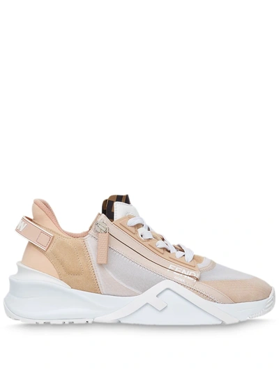 Fendi Flow Suede And Nylon Sneakers In Pink