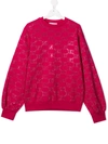 Alberta Ferretti Embellished Monogram Sweatshirt In Pink