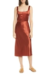 Vince Slim Fitted Slip Dress In Sangre