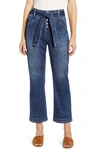 Wash Lab Tie Waist Crop Jeans In Washed Blue