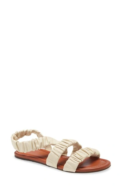 Staud Ellie Ruched Strappy Sandal In Cream/ Tan
