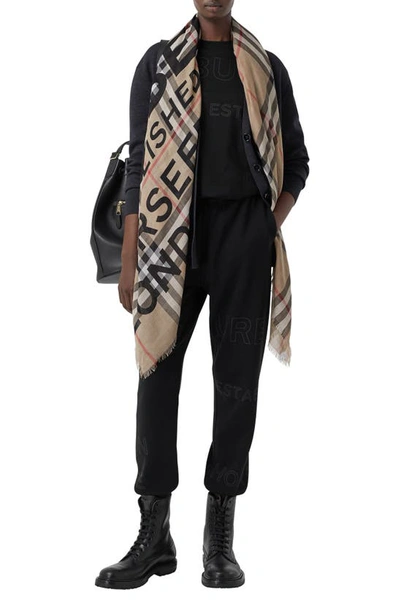 Burberry Horseferry Print Check Wool & Silk Scarf In Archive Beige