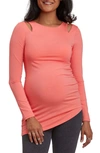 STOWAWAY COLLECTION STOWAWAY COLLECTION DOUBLE KEYHOLE MATERNITY TOP,2003-CORAL