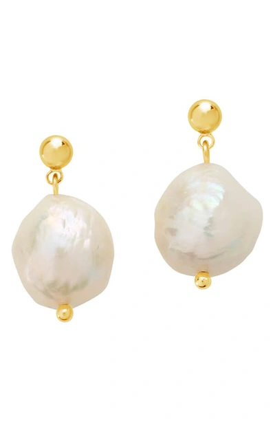 Sterling Forever Women's Large Baroque Pearl Drop Stud Earrings In Gold