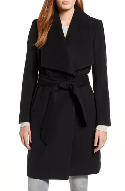 Cole Haan Signature Slick Wool Blend Wrap Coat In Blue