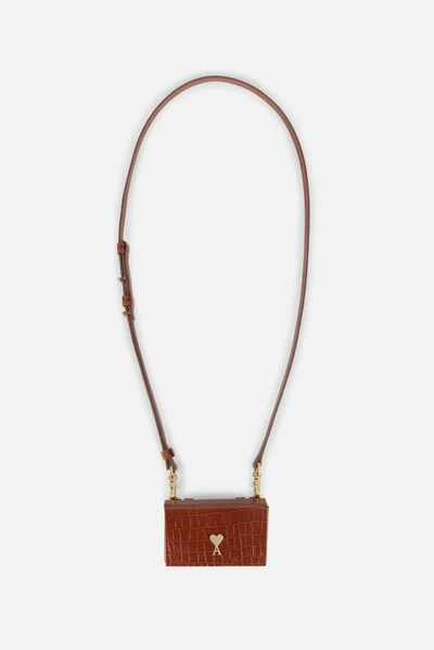 Ami Alexandre Mattiussi Mini Box Bag In Brown