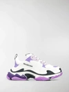 Balenciaga White And Lilac Triple S Sneaker