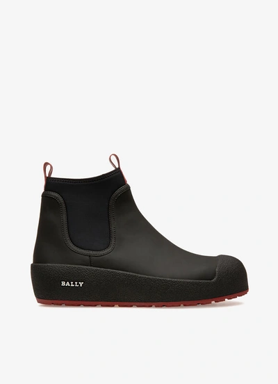 Bally Cubrid Ankle Boots In Rubber-coated Leather In Black